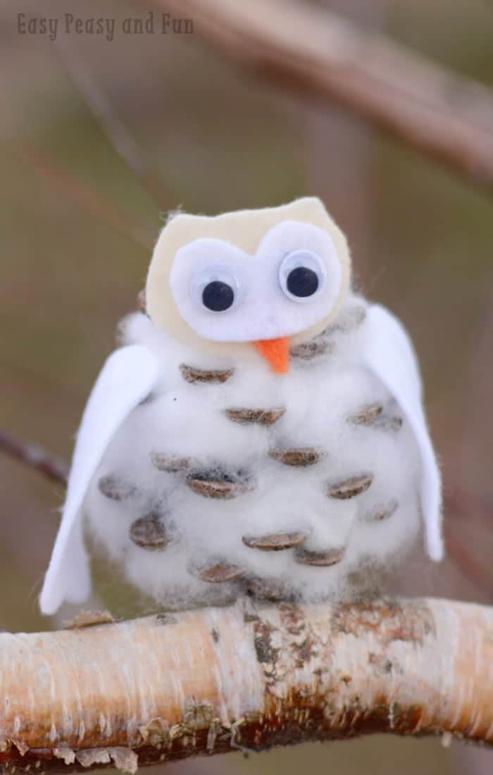 owl made from a pinecone