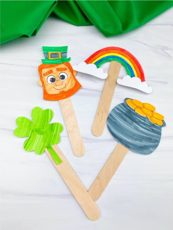 st patricks day printable puppets on craft sticks