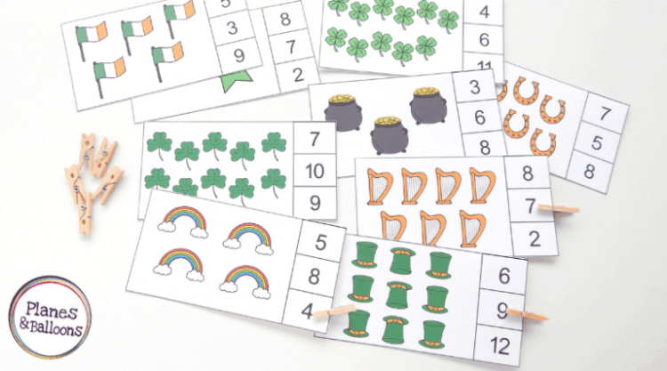 st patricks day clip cards with numbers