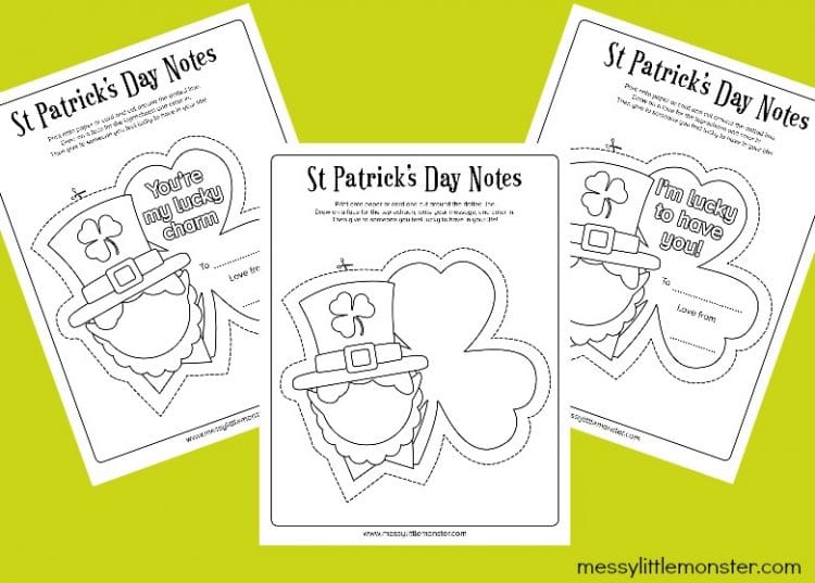 st patricks day printable notes to color