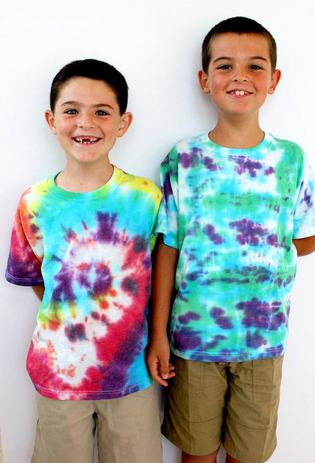 kids wearing tie dyed shirts