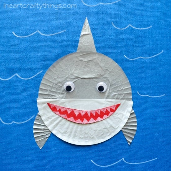 cupcake liner shark craft activity 