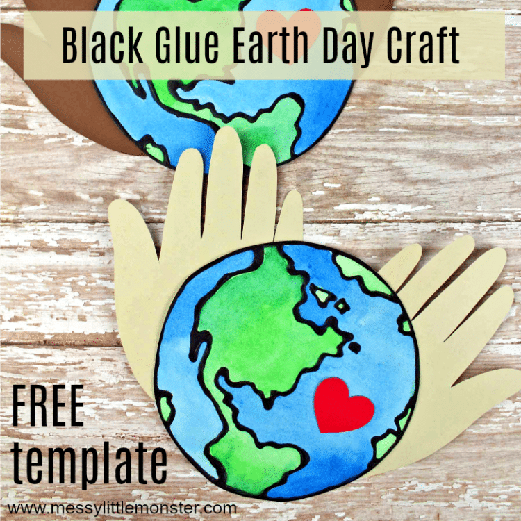 earth day black glue craft for kids