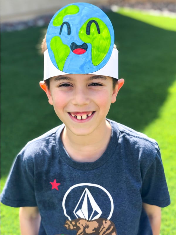 earth day printable headband worn by child