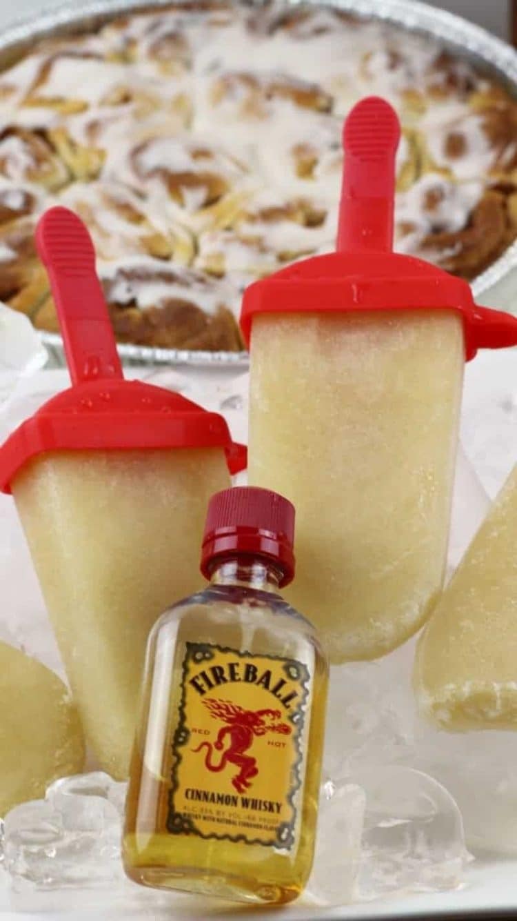 diy frozen fireball cinnamon roll popsicles