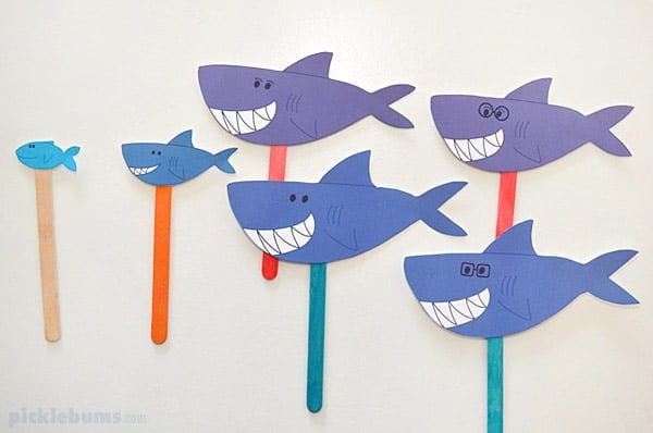 printable shark puppets for kids 