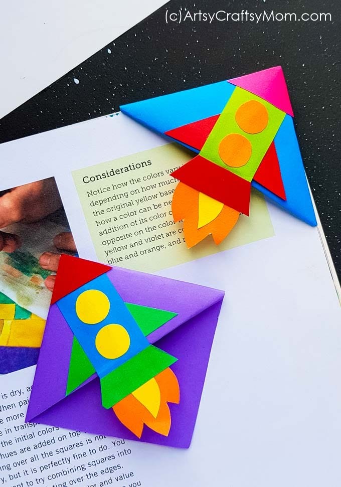 rocket corner bookmark craft for kids