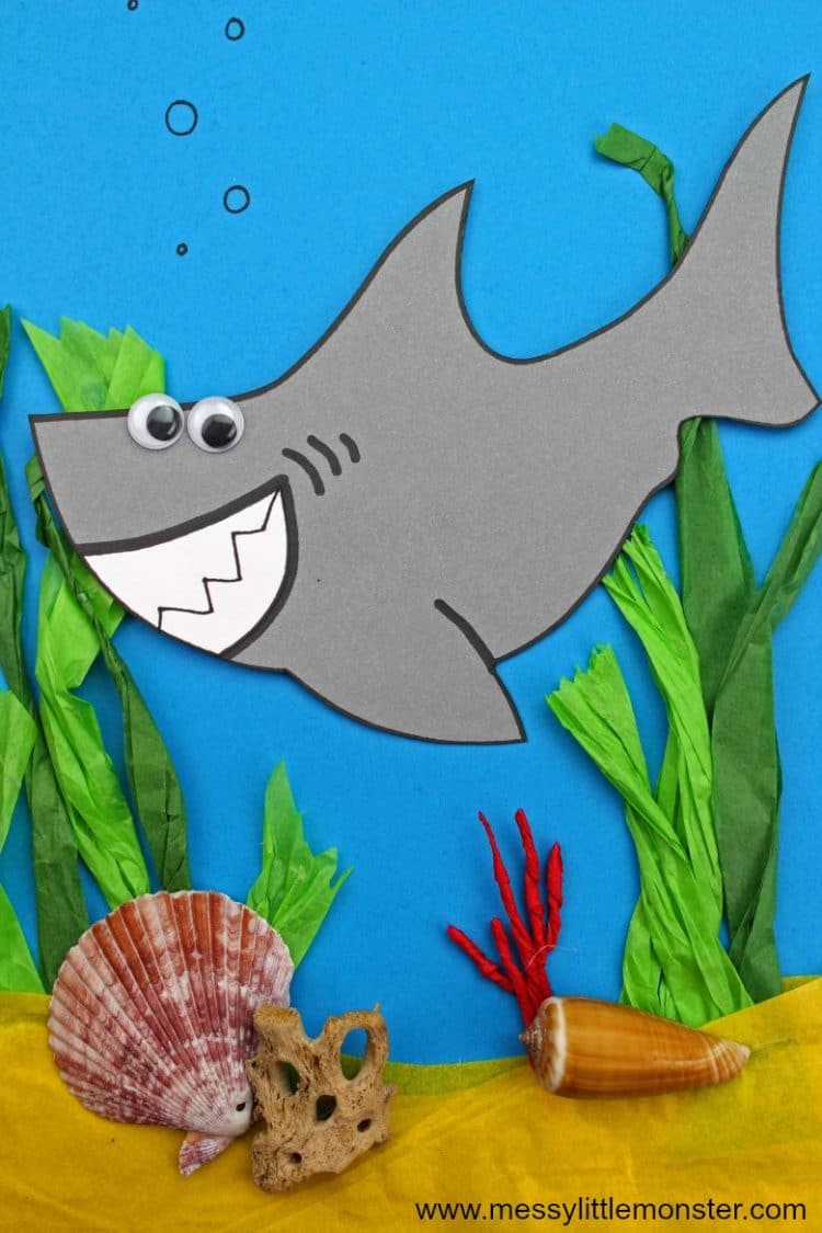 shark with ocean scene shark kids project 