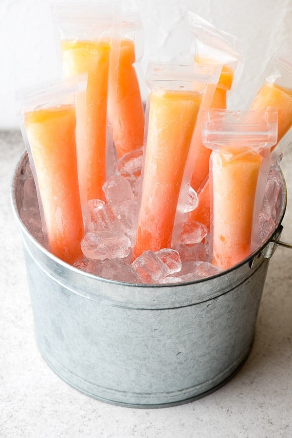 tequila sunrise freezer pops on ice