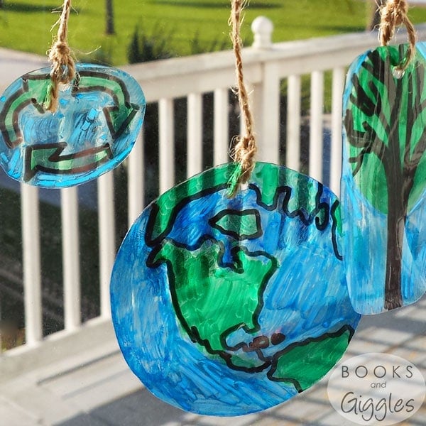 earth day upcycled plastic suncatchers