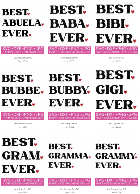 best grandparent ever svg bundle collage