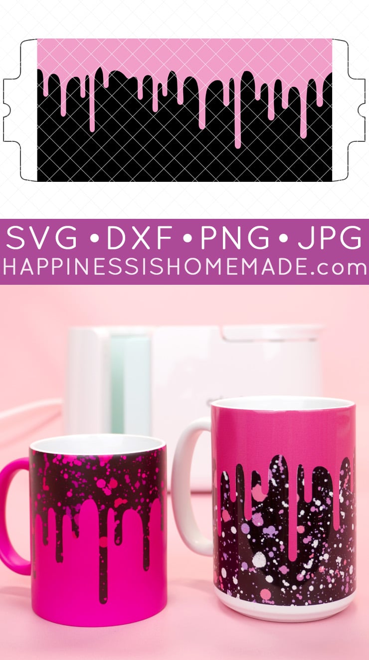 drippy mug wrap svg file for cricut silhouette