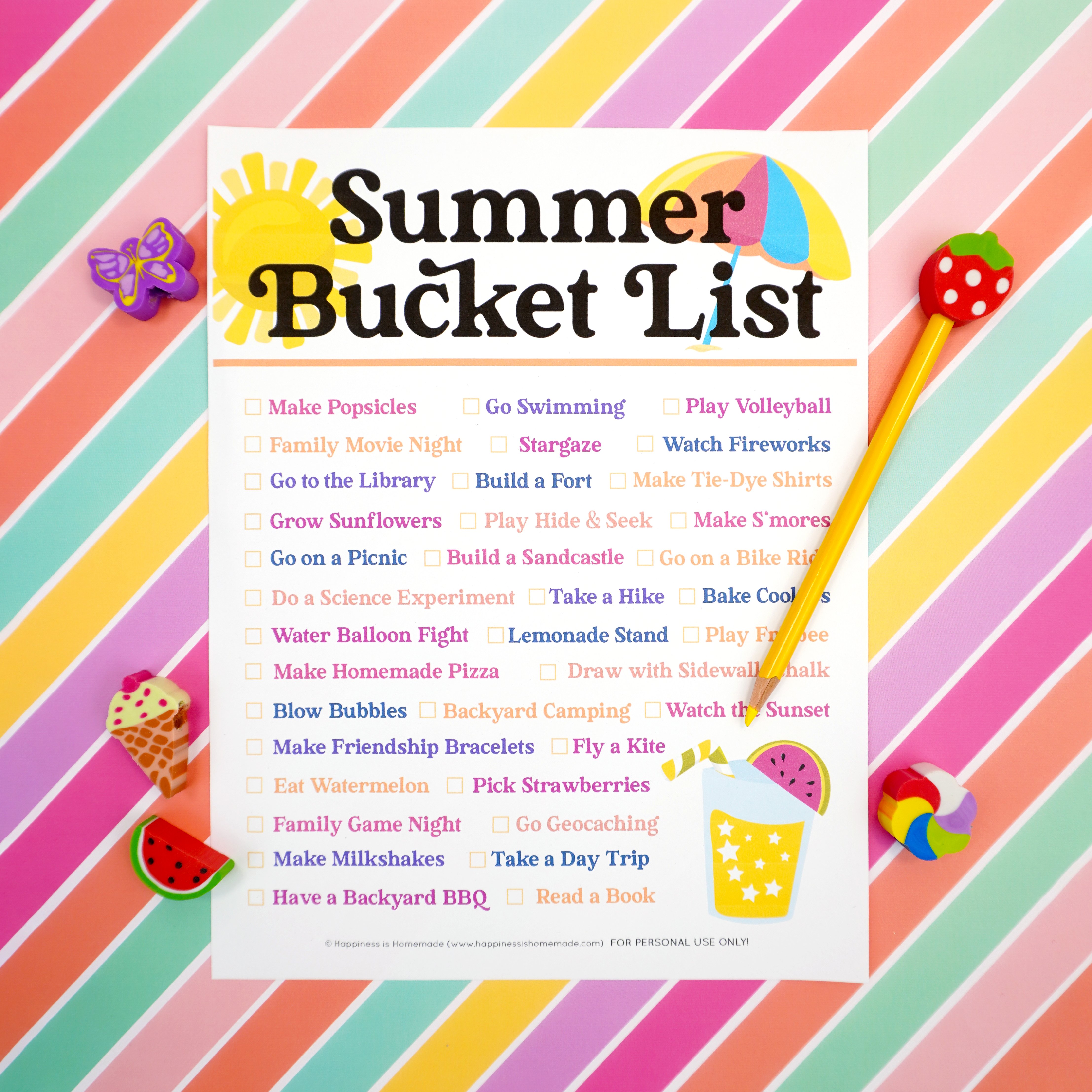 Summer Bucket List Printable for 2023 - Happiness is Homemade