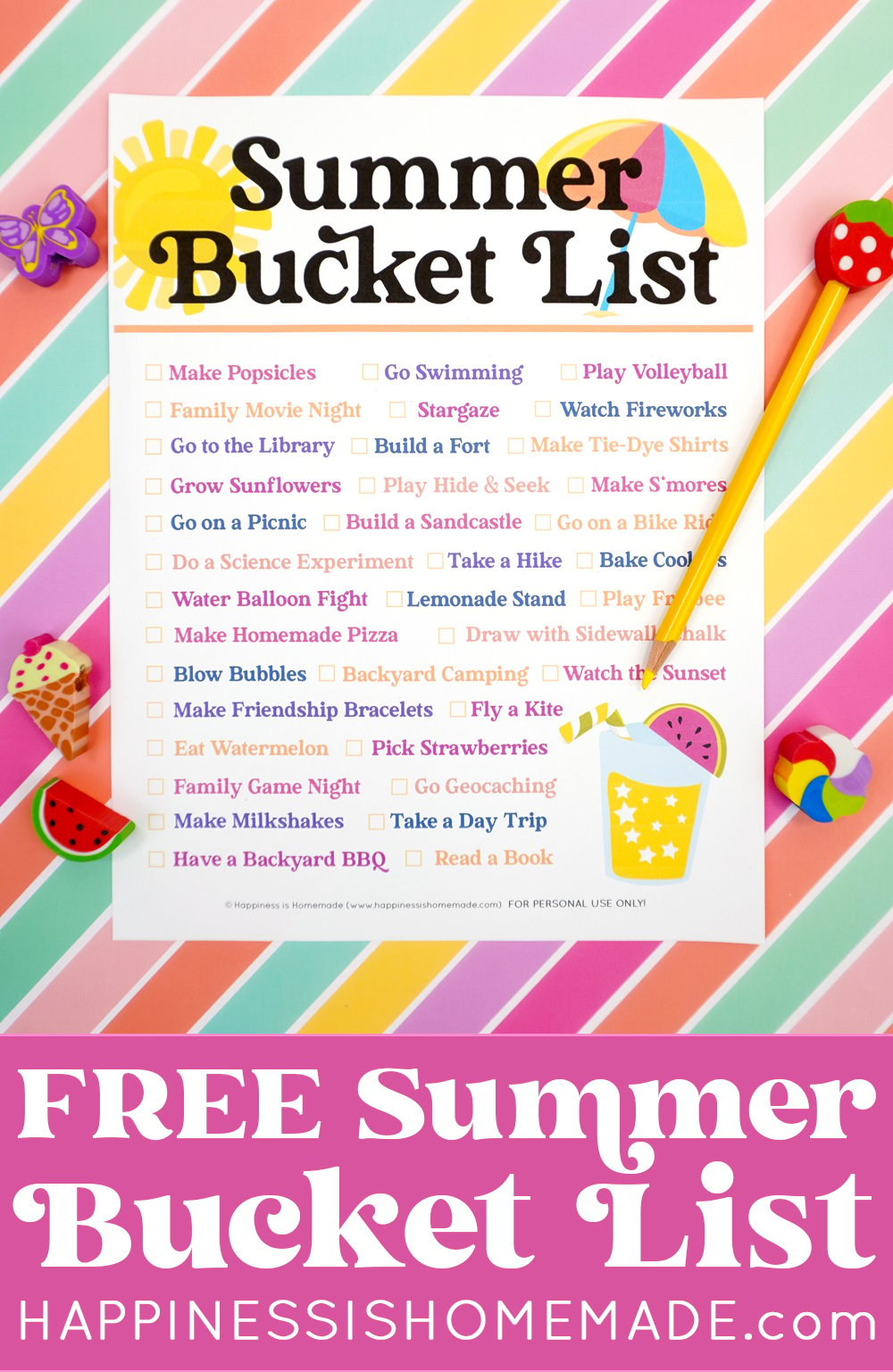 summer bucket list free printable sheet