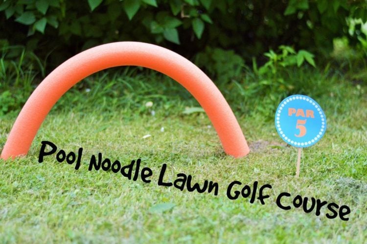 lawn golf course made from pool noodles 