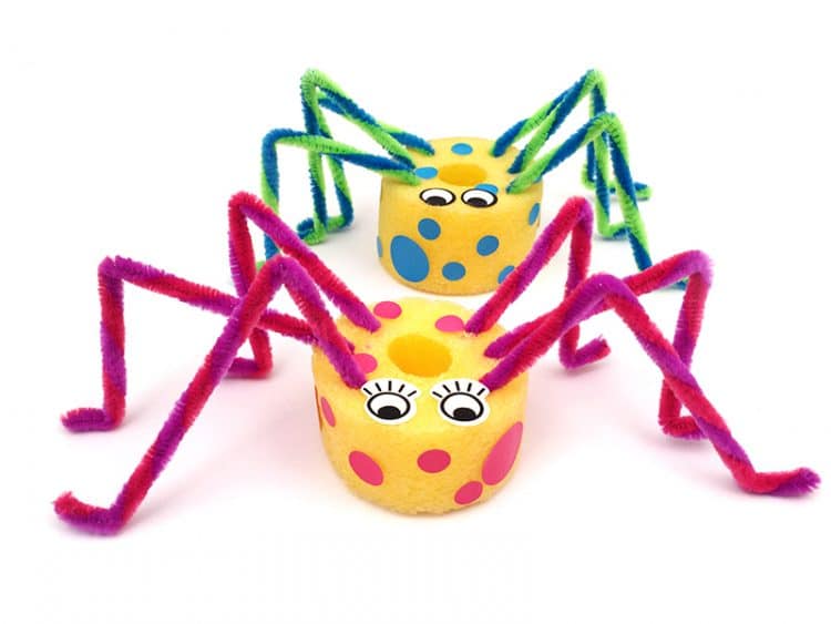 cute spiders made from pool noodles 