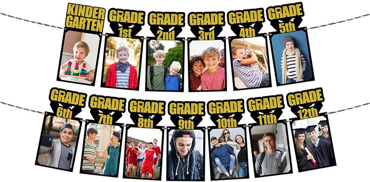 images of a boy from 1st grade through 12th grade