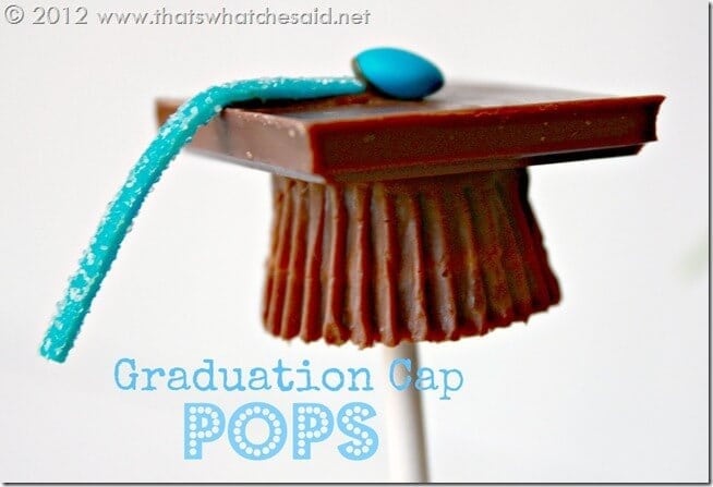 Chocolate graduation cap shaped candy pops