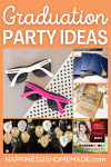 Graduation Party Ideas Collage with 5 images and orange background