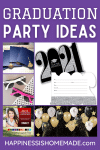 Graduation Party Ideas Collage with 5 images and Purple background