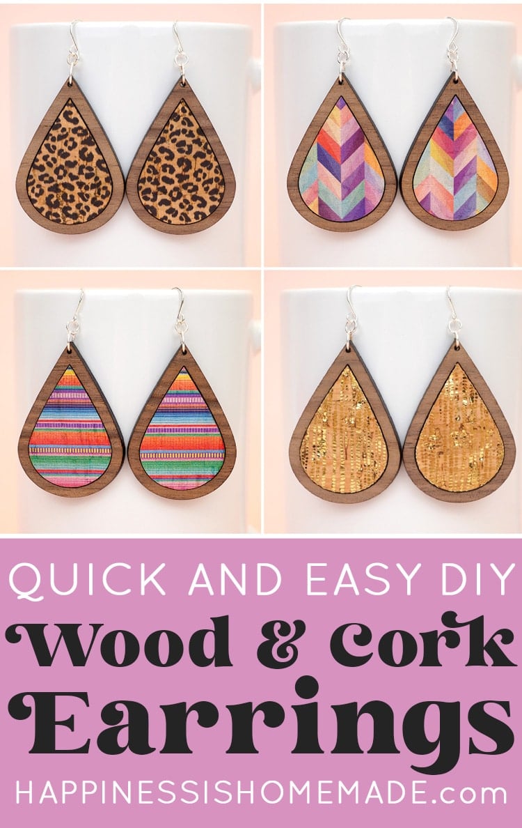 quick and easy diy wood and cork earrings