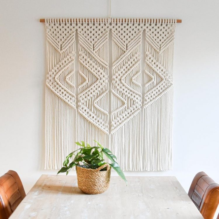 modern macrame pattern for kitchen dining area
