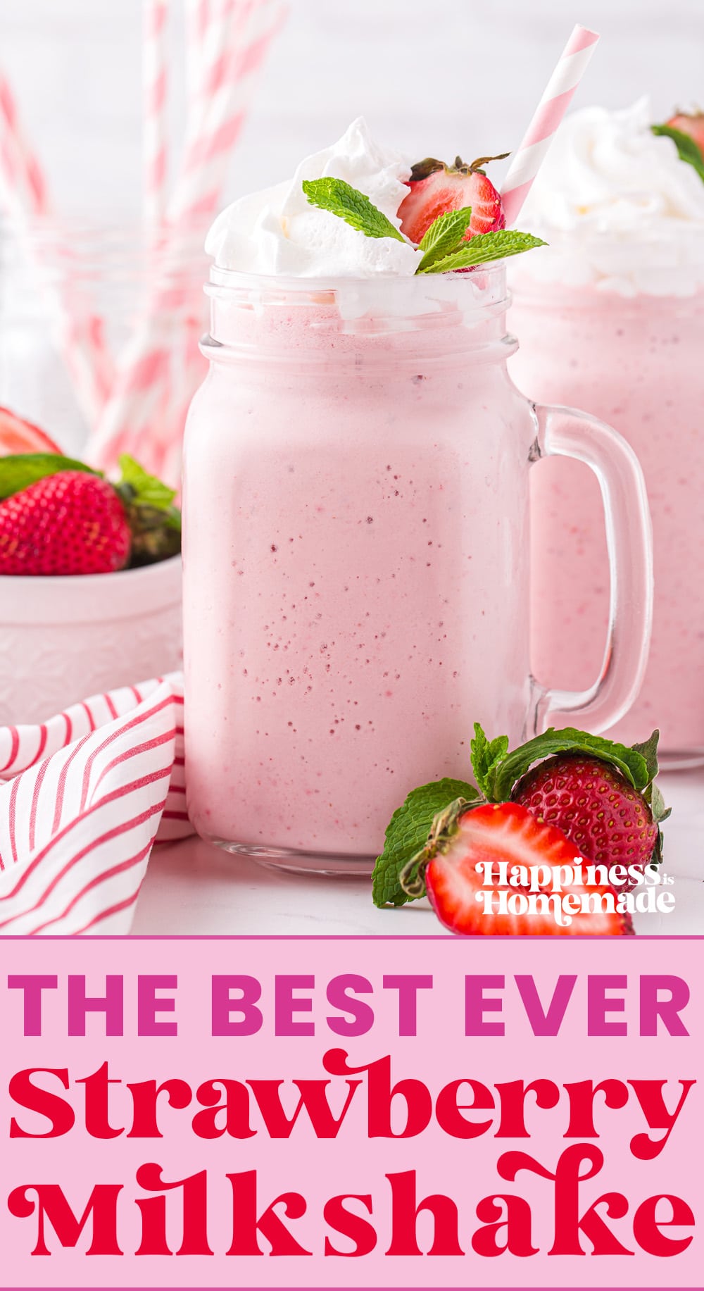 the best ever homemade strawberry milkshake
