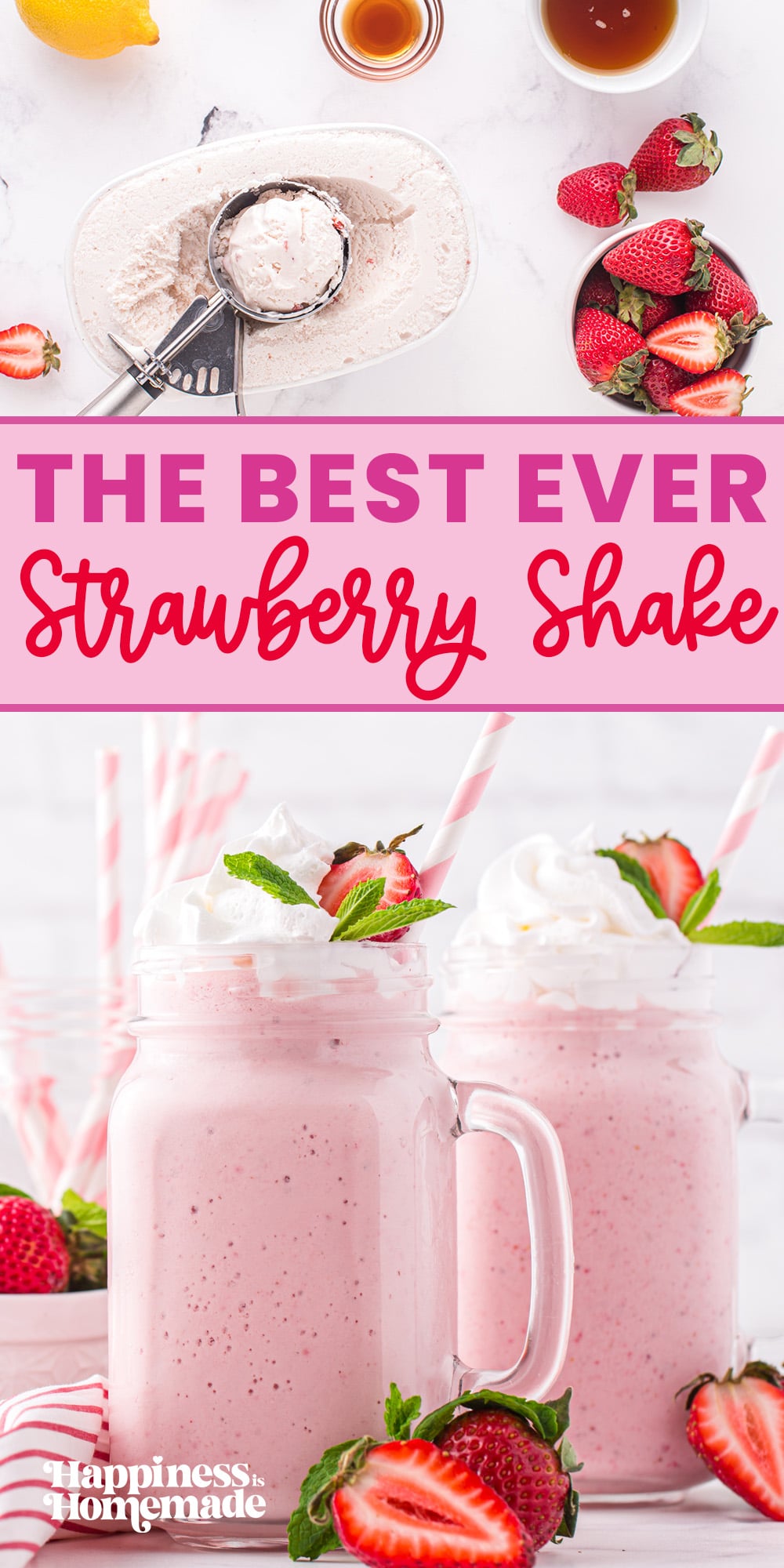 the best ever homemade strawberry milkshake