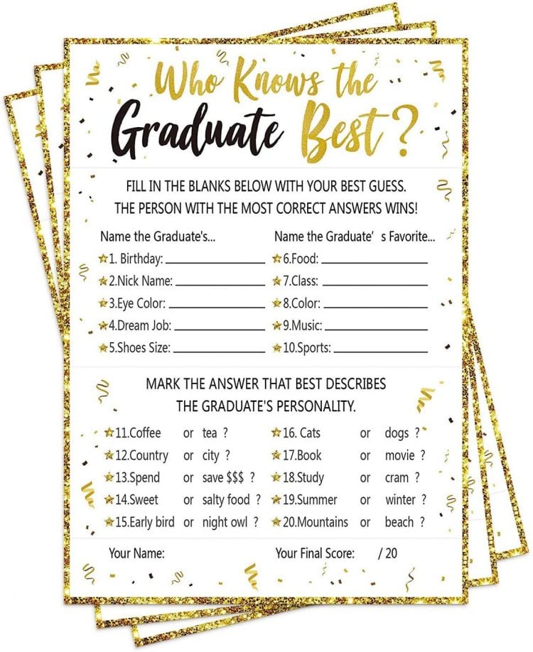 Who knows the grad best printable game