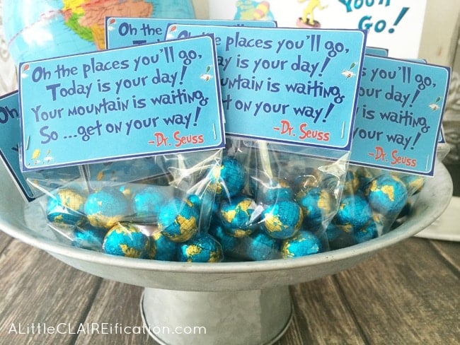 printable blue treat toppers with oh the places youll go