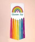 macrame choose joy rainbow macrame banner 