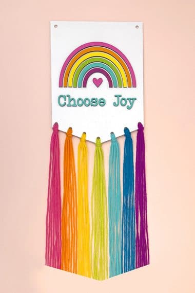 macrame choose joy rainbow macrame banner