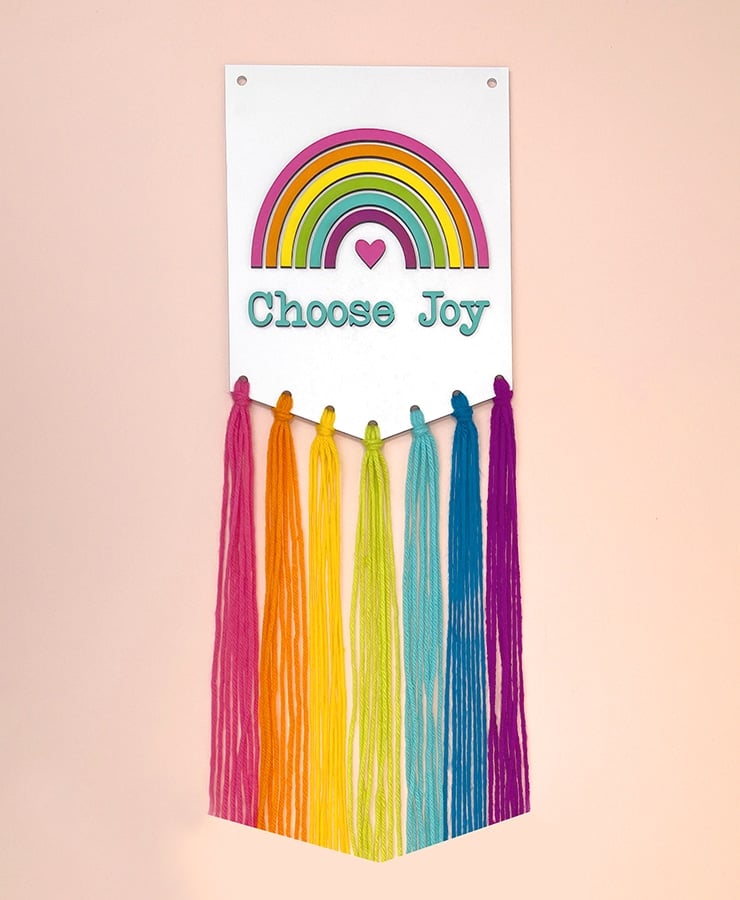 macrame choose joy rainbow macrame banner