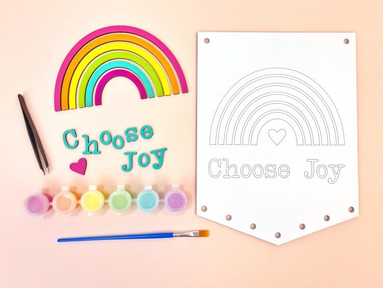 choose joy rainbow macrame wall hanging kit