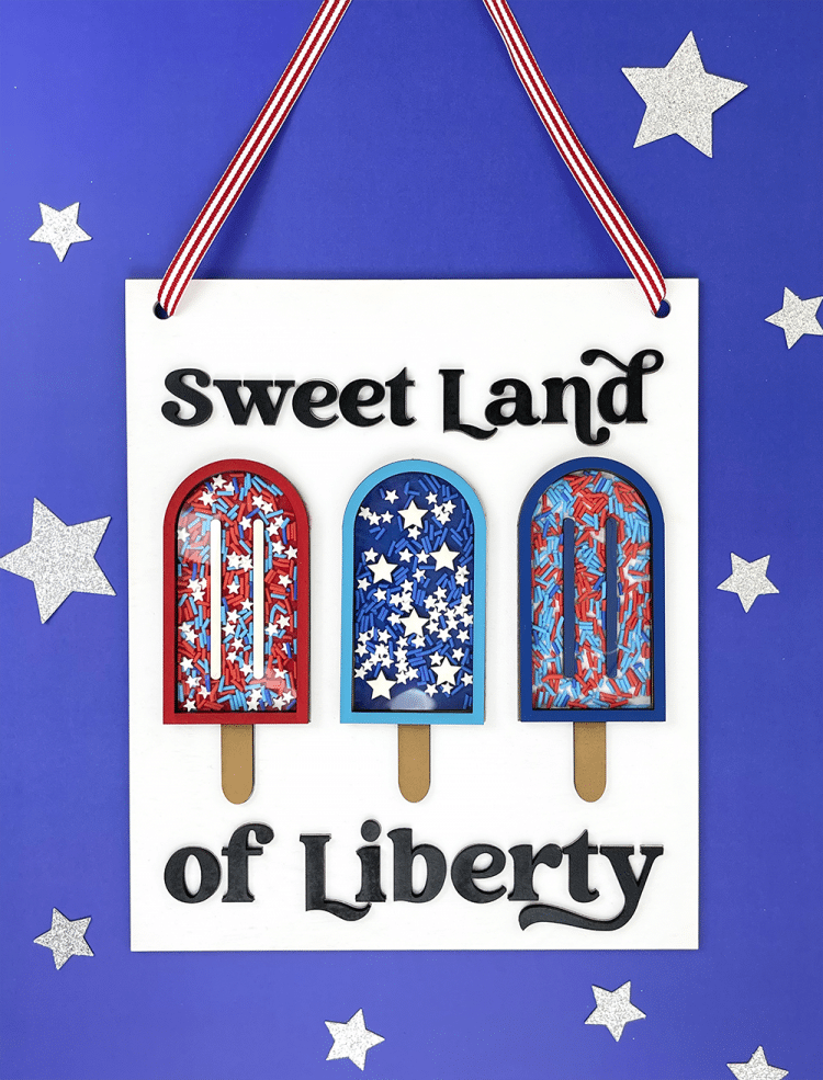 sweet land of liberty patriotic popsicle shaker sign