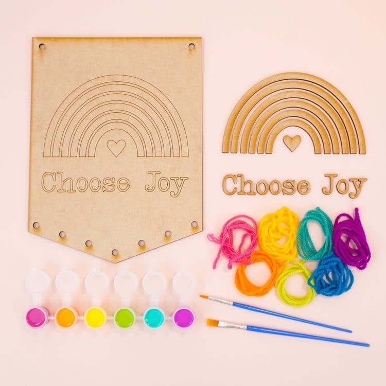 rainbow choose joy banner sign pieces