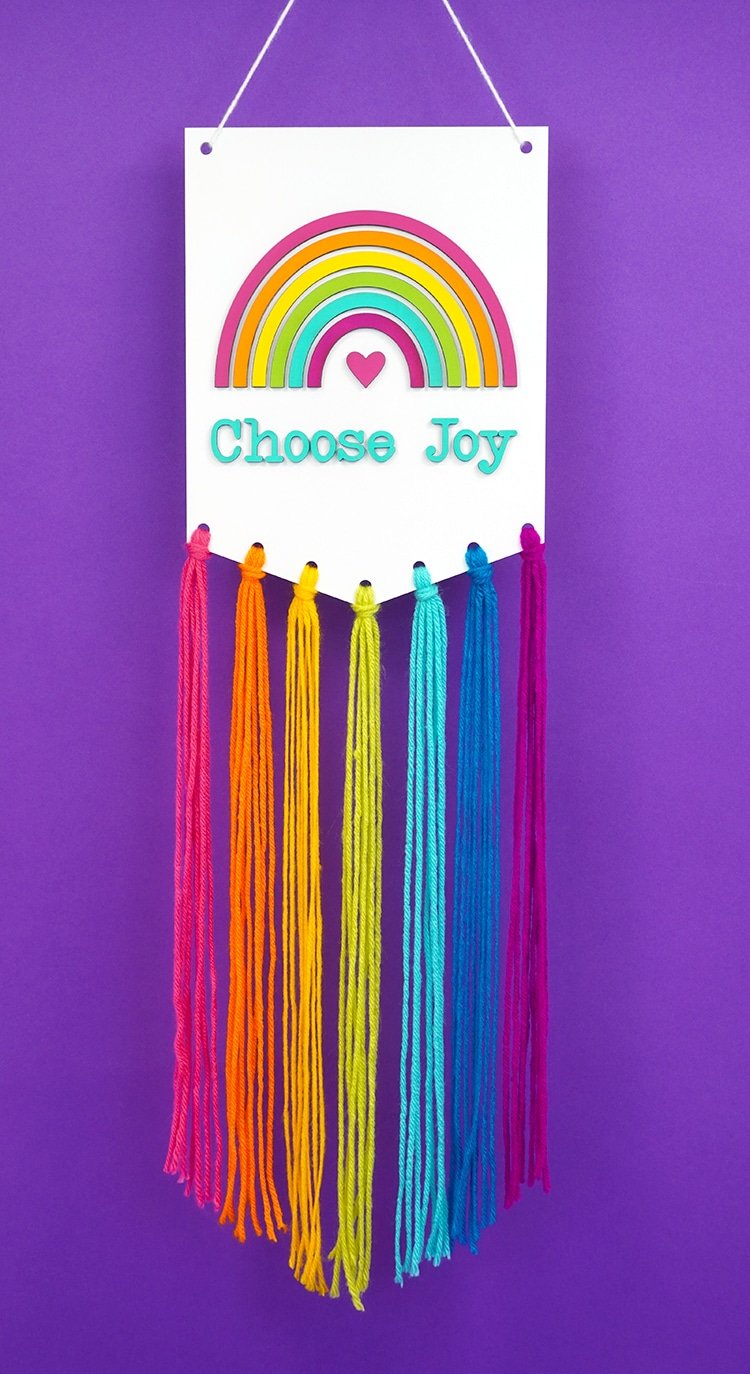 macrame choose joy rainbow macrame banner 