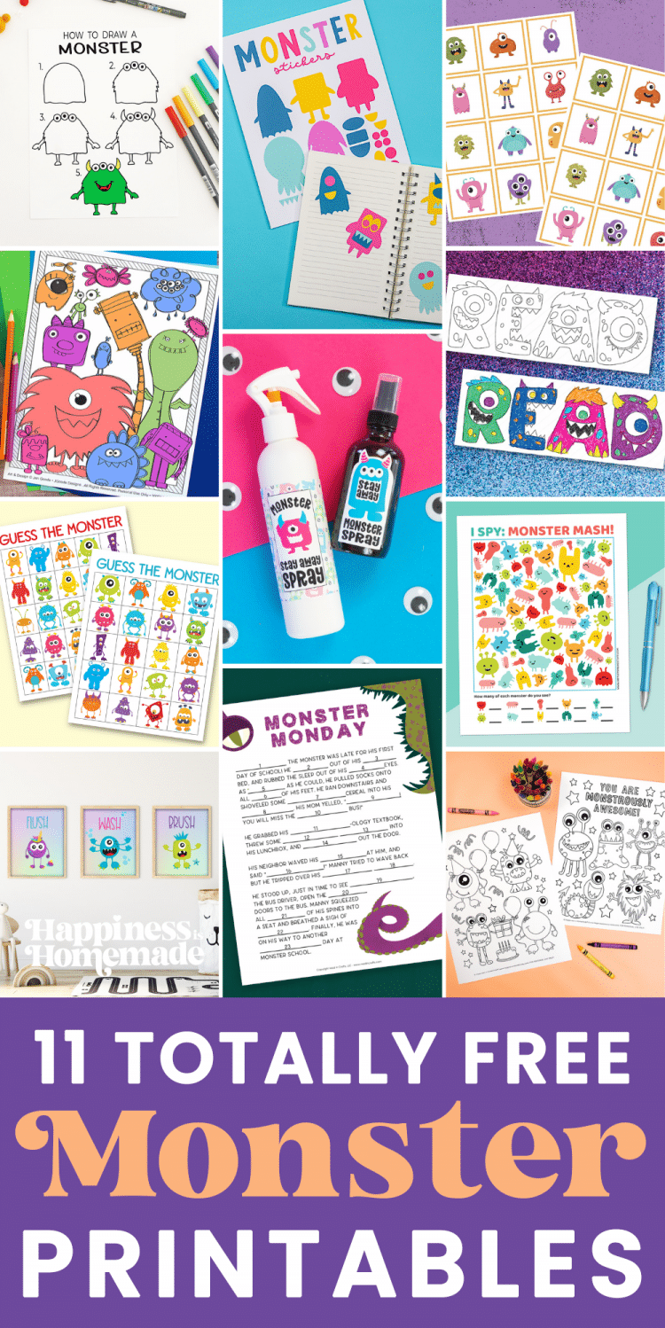 free monster printables for kids collage