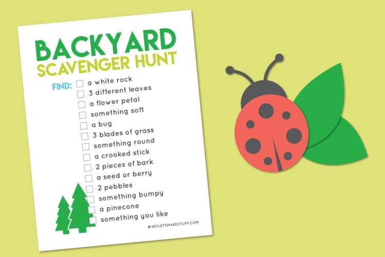 backyard scavenger hunt printable activity for kids