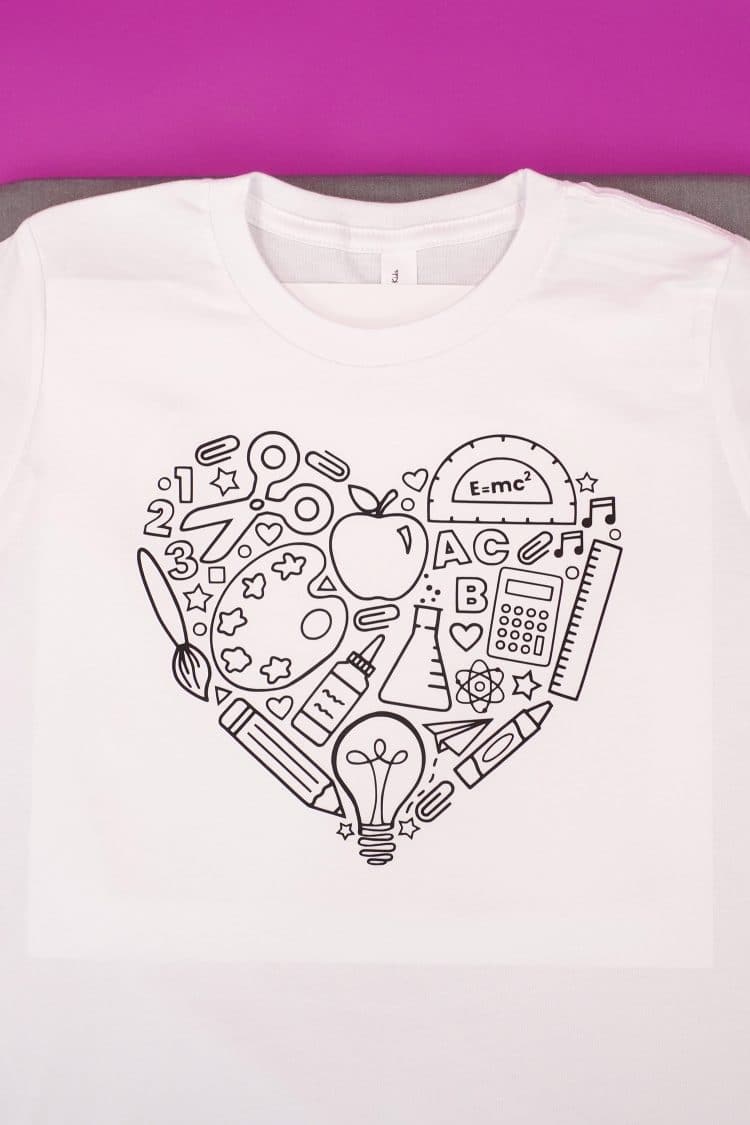 Back to school shirt ready to be colored