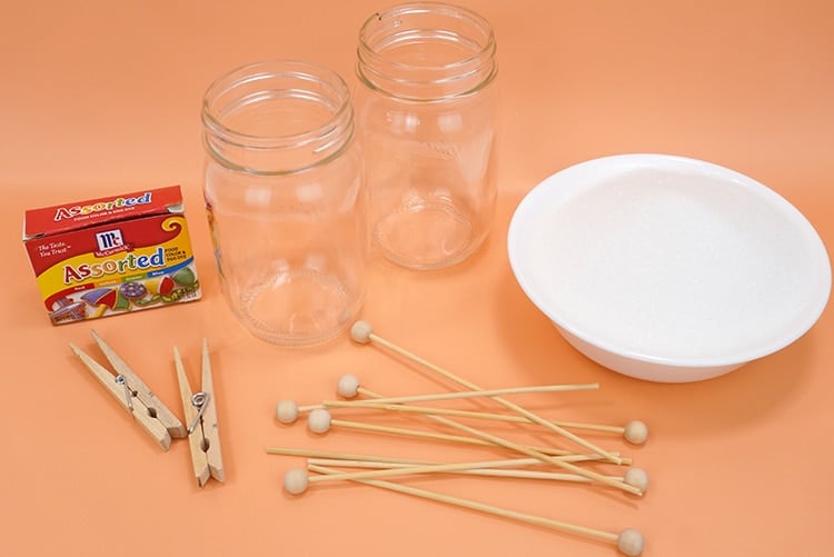 rock candy supplies laid out on table