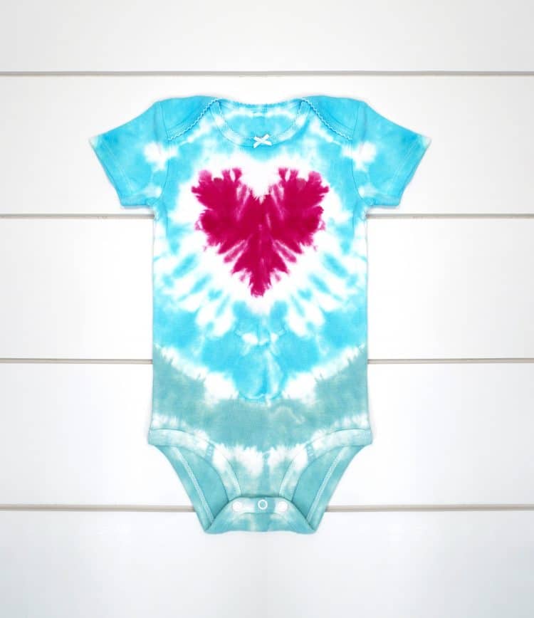 tie dyed onesie with heart 