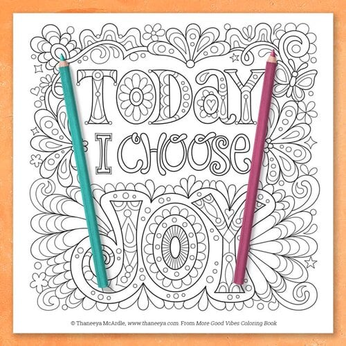 today I choose joy printable coloring page