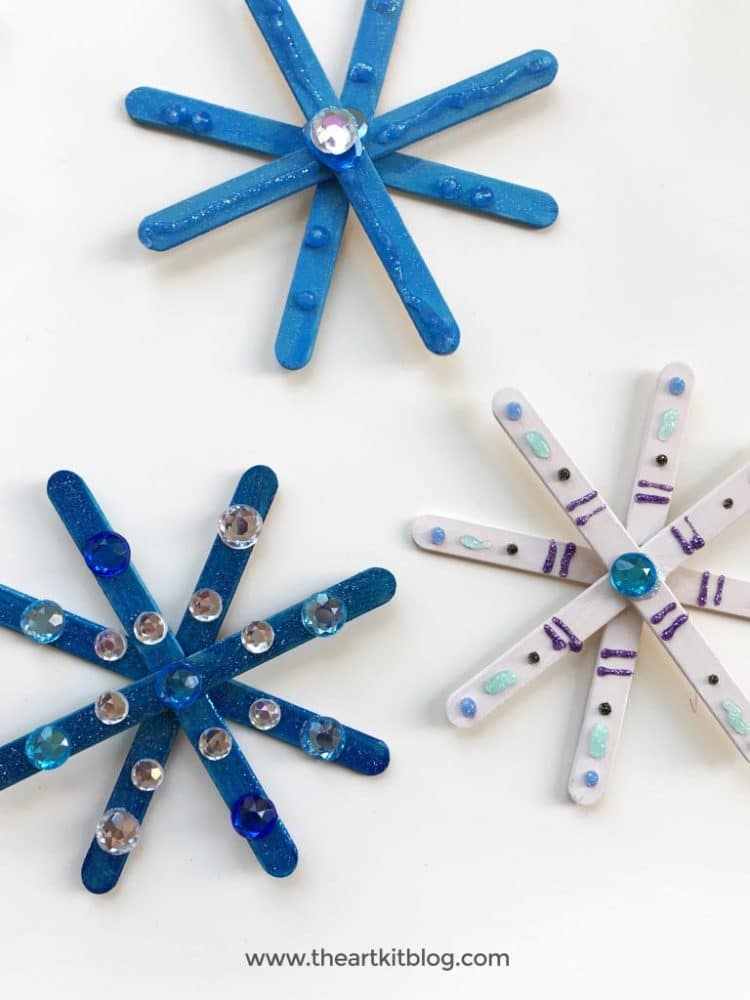 popsicle stick snowflake craft for kdis