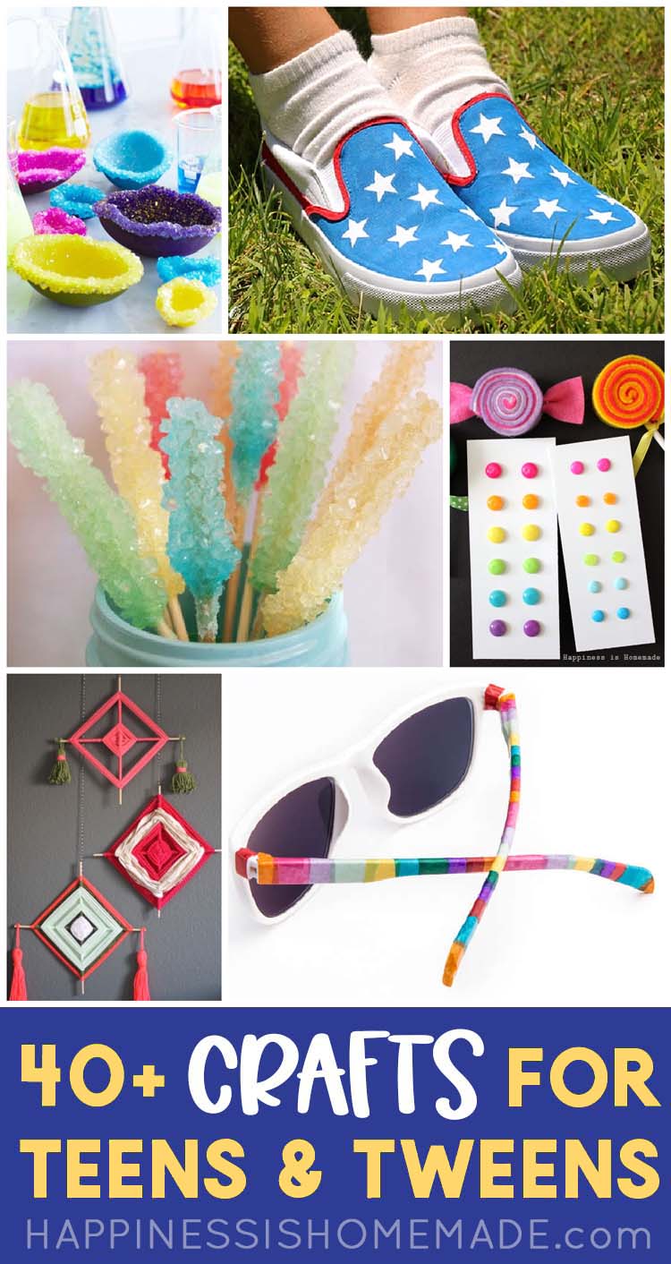 collage of crafts for teens and tweens