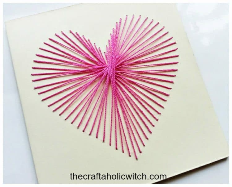 string art heart card craft