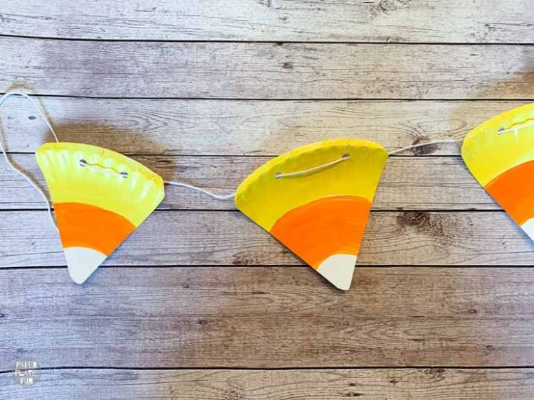 candy corn garland made from paper plates