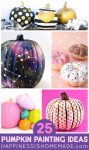 collage of painted pumpkin crafts for kids