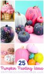 collage of painted pumpkin crafts