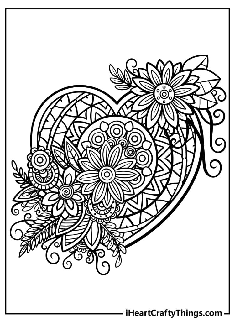 Heart coloring page for valentines day